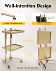 2-Tier Rolling Salon Trolley – Stainless Steel Beauty Cart with Wheels