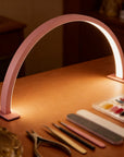 Pink Half-Moon LED Nail Desk Lamp – Professional Manicure & Beauty Salon Light