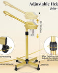 Professional Facial Steamer on Wheels – Adjustable Height 360° Rotating Hot Mist Salon Steamer