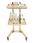 2-Tier Rolling Salon Trolley – Stainless Steel Beauty Cart with Wheels