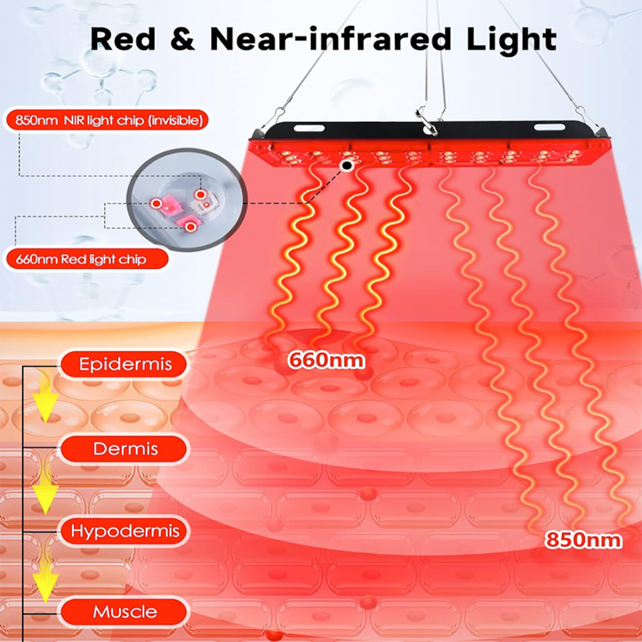 Theia Red Light Therapy Double Heads Lamp 660nm Red Light & 850nm Near Infrared for Pain Relief Skin Care