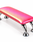 Manicure Armrest – Pink Heart Pattern Nail Hand Rest with Chrome Metal Legs