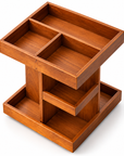 Luxury 360° Rotating Wooden Makeup Organizer – 3-Tier Skincare & Cosmetic Storage Stand