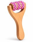 Wooden Handheld Massage Roller with Wheels