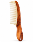 Natural Wood & Ox Horn Fine Tooth Hair Comb