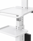 Professional Adjustable Equipment Trolley with Dual Shelves & Lockable Wheels – White