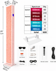 Full Body Red Light Therapy Panel Standing | 576 Dual-Chip LEDs | 9-Wavelength Infrared Light | Pain Relief & Recovery