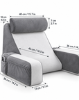 Memory Foam Bed Rest Pillow with Armrests, Neck Support & Side Pockets – Reading Backrest Cushion