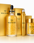 24K Gold Niacinamide Skincare Set – Anti-Aging Serum, Collagen Eye Cream & Dark Circle Remover