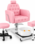 Professional 360° Pedicure Spa Chair with Foot Bath Basin, Adjustable Footrest & Salon Stool