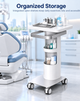 Professional Dental & Clinical Utility Trolley with Large Tool Tray, Storage Shelves & Lockable Wheels