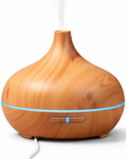 Ultrasonic Wood Grain Aromatherapy Diffuser with Blue LED – USB Essential Oil Humidifier & Cool Mist Air Purifier for Home & Office