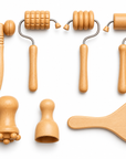 Professional 7-Piece Wood Massage Set – Wooden Rollers, Gua Sha & Body Tools