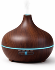 Ultrasonic Wood Grain Aromatherapy Diffuser with Blue LED – USB Essential Oil Humidifier & Cool Mist Air Purifier for Home & Office
