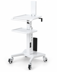 Professional Adjustable Equipment Trolley with Dual Shelves & Lockable Wheels – White