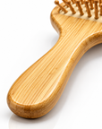 Natural Bamboo Paddle Hair Brush with Sunflower Engraving – Wooden Bristles, Anti-Static Detangling Brush