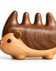 Natural Wooden Hedgehog Scalp Massage Comb – Walnut Wood Wide-Tooth Hair Comb & Handheld Massage Tool
