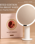 Premium LED Makeup Mirror with 3-Color Lighting, Stepless Dimming, 4800mAh Battery & 0–90° Adjustable Stand