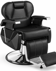 Professional Hydraulic Barber Chair – Black Reclining Salon Chair with Adjustable Headrest & Footrest