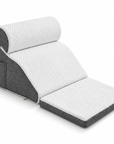 3-Piece Adjustable Wedge Pillow Set with Neck Roll, Leg Cushion & Side Pocket – Ergonomic Reading Support