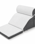 3-Piece Adjustable Wedge Pillow Set with Neck Roll, Leg Cushion & Side Pocket – Ergonomic Reading Support