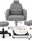 Professional 360° Pedicure Spa Chair with Foot Bath Basin, Adjustable Footrest & Salon Stool