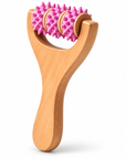 Wooden Handheld Massage Roller with Wheels