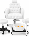 Professional 360° Pedicure Spa Chair with Foot Bath Basin, Adjustable Footrest & Salon Stool