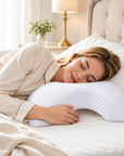 Ergonomic Memory Foam Arm Rest Pillow for Side Sleepers – Contoured Neck and Shoulder Support Cushion, White