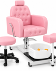 Professional 360° Pedicure Spa Chair with Foot Bath Basin, Adjustable Footrest & Salon Stool