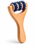 Wooden Handheld Massage Roller with Wheels