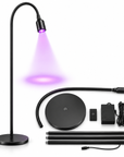 Professional UV LED Lash Extension Floor Lamp – 5W/10W | Adjustable Focus, Flexible Gooseneck & Foot Pedal