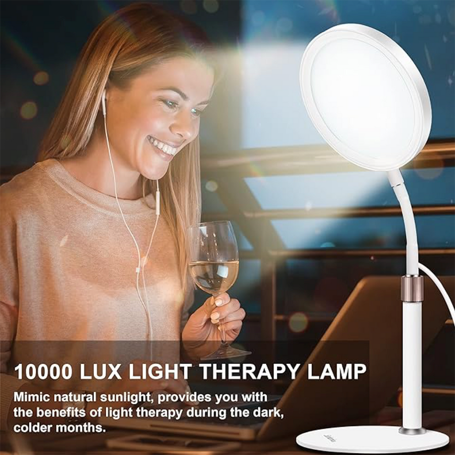 Theia Sleep Amber Therapy Light – 10,000 Lux 1600K Amber Lamp with Adjustable Brightness for Sleep & Skin Care