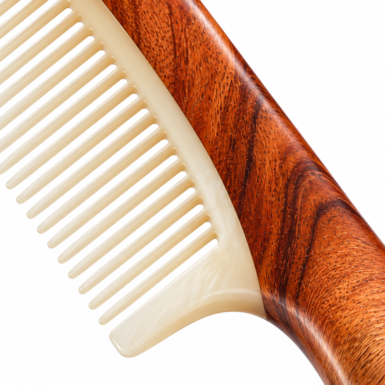 Natural Wood & Ox Horn Fine Tooth Hair Comb