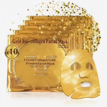 Theia Glow Booster Gold Collagen Face Mask 10Pcs – Anti-Aging, Hydrating, and Dark Circle Treatment