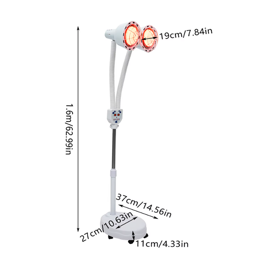 Dual-Head Infrared Heat Therapy Lamp with Adjustable Floor Stand