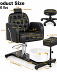 Professional 360° Pedicure Spa Chair with Foot Bath Basin, Adjustable Footrest & Salon Stool