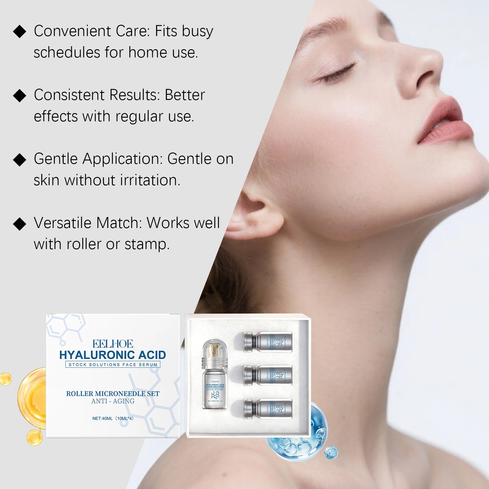 Niacinamide MicroNeedle Skin Renewal Roller Kit – 0.25mm Facial Microneedle System with Niacinamide Moisturizing Serum 30ml