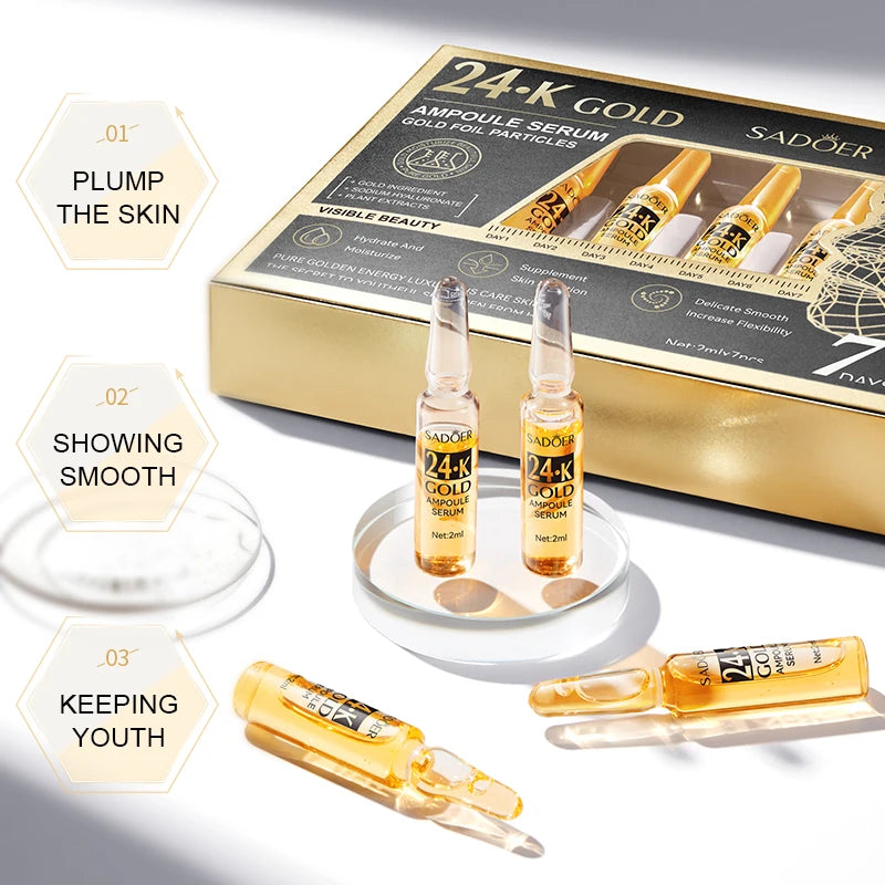24K Gold Hyaluronic Acid Facial Ampoule Collection – Intensive Hydration & Radiance Skin Treatment