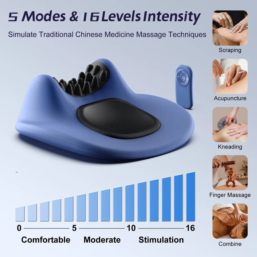 EMS Pulse Neck Pillow Massager – Electric Cervical Stretcher with Heating and Vibration for Muscle Relaxation