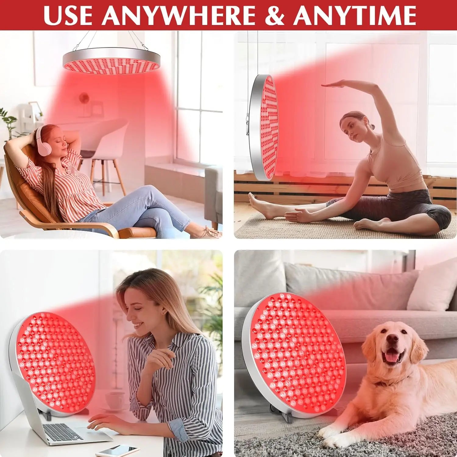 THEIA HaloLuxRed Professional Red Light Therapy Lamp – 660nm & 850nm Near Infrared LED Panel with Adjustable Stand