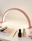 Pink Half-Moon LED Nail Desk Lamp – Professional Manicure & Beauty Salon Light