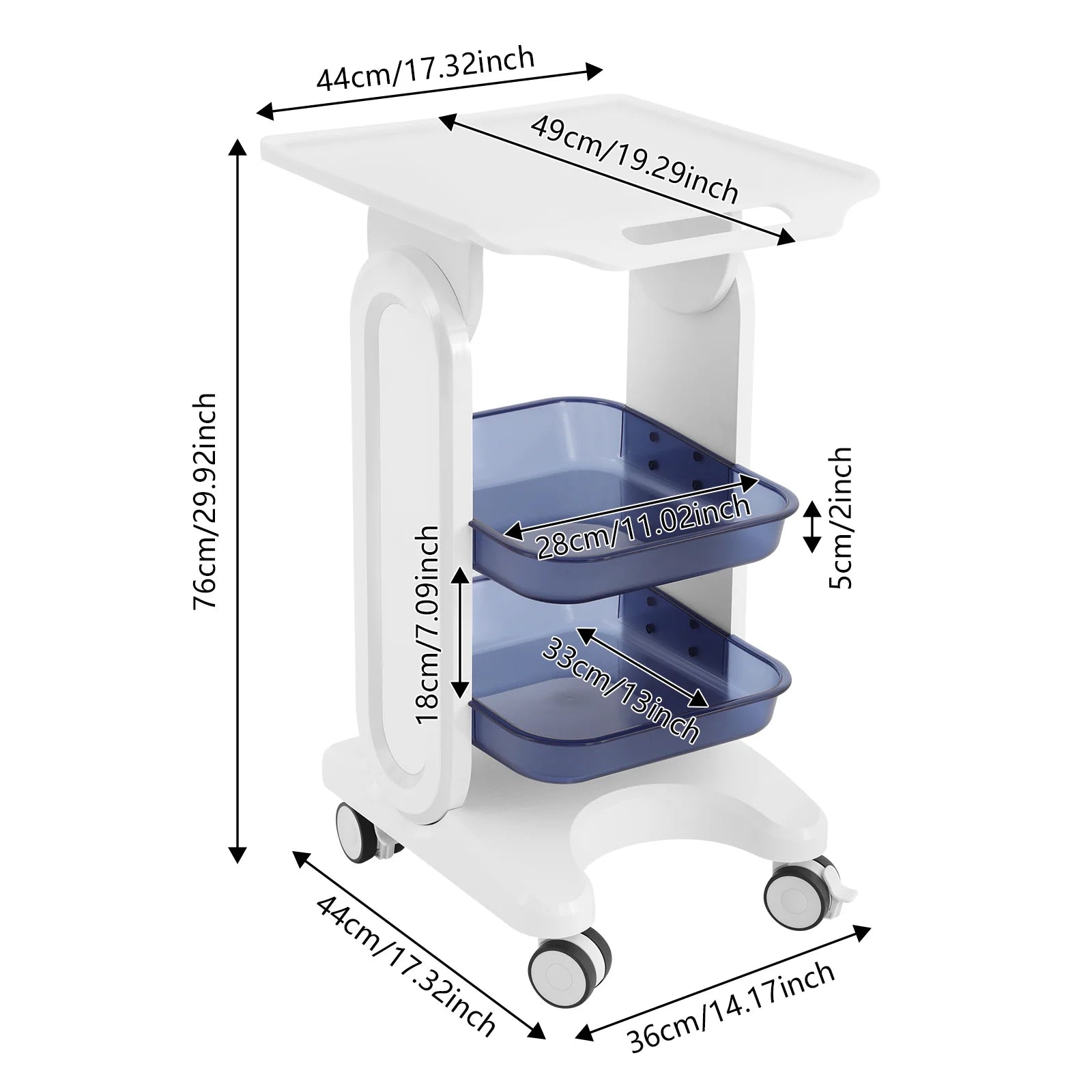 3-Tier Rolling Salon Trolley with Casters