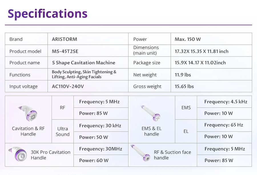 Ultimate Aristorm S Shape Machine – 30K Ultrasound Body Sculpting & Facial Lifting Device