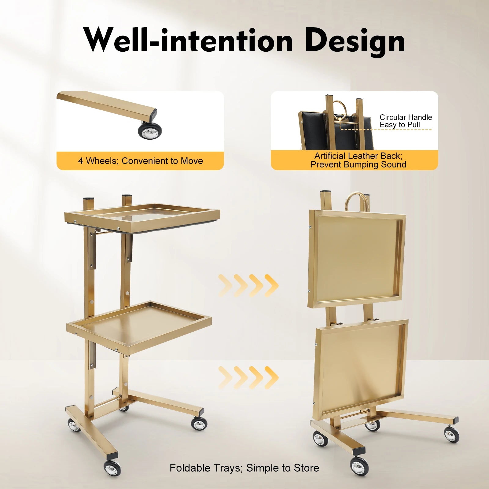2-Tier Rolling Salon Trolley – Stainless Steel Beauty Cart with Wheels