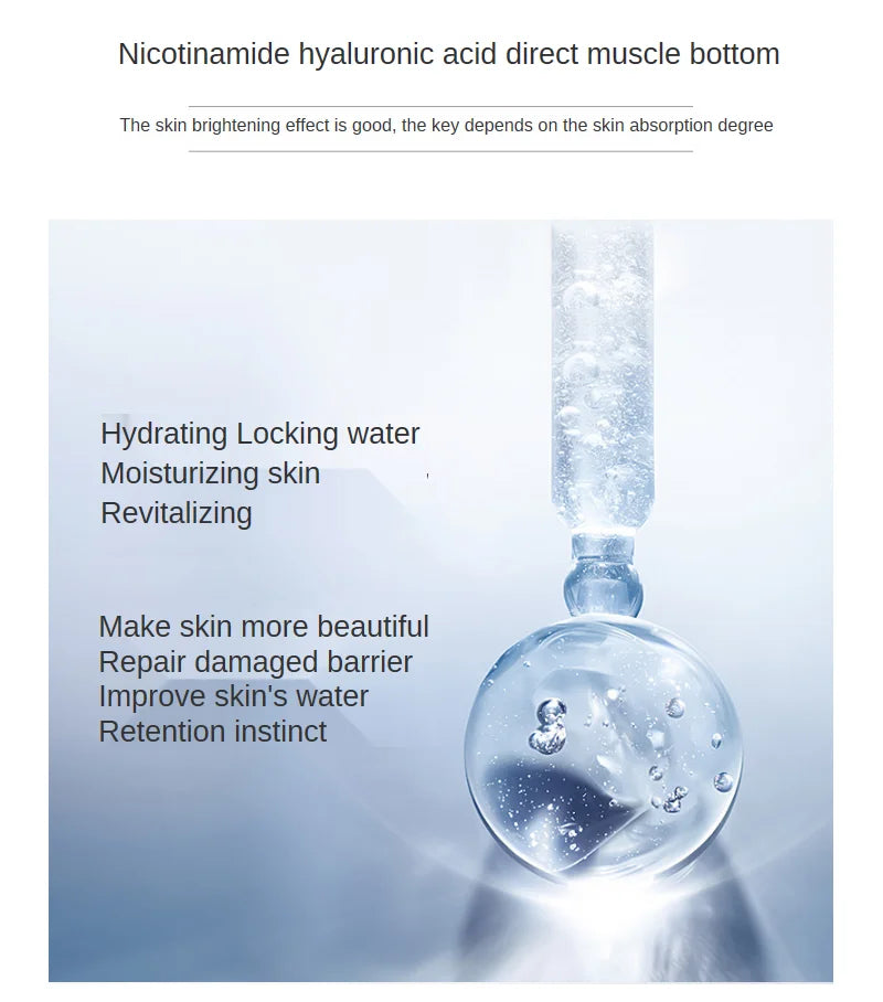 Hyaluronic Acid Facial Essence Serum – Intensive Hydration, Niacinamide & Vitamin C Skin Brightening Formula (150ml / 300ml / 500ml)