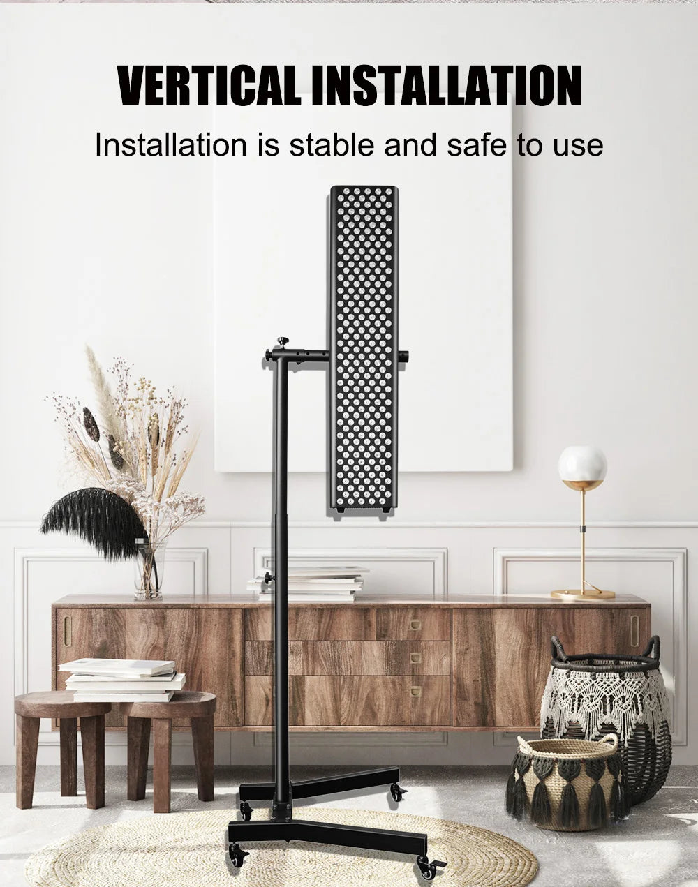 Theia Adjustable LED Light Therapy Stand – Vertical & Horizontal Mount | Fits Full-Body & Half-Body Panels