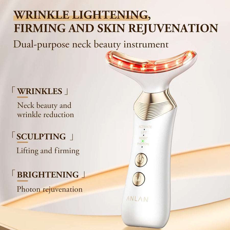 ANLAN Dual Polar Neck Beauty Device Anti-aging Remove Double Chin EMS Facia Lifting 5-color Photon Warm Facial Massager 24K Gold