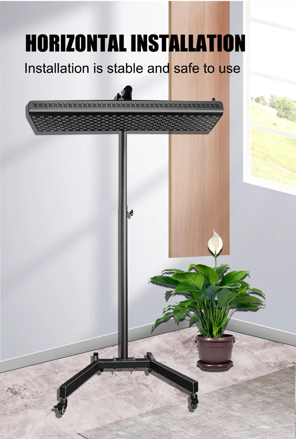 Theia Adjustable LED Light Therapy Stand – Vertical & Horizontal Mount | Fits Full-Body & Half-Body Panels