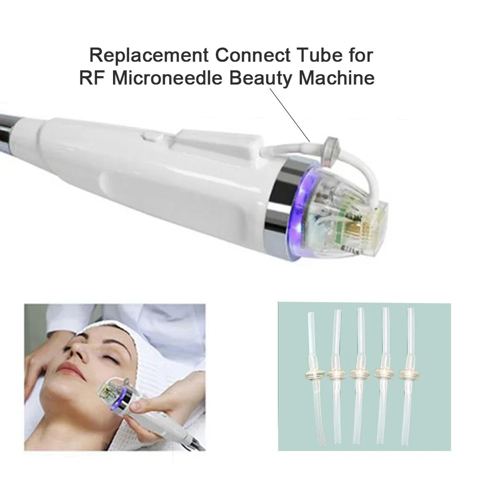 RF Microneedling Replacement Cartridge (10 Pins, 25 Pins, 64 Pins, Nano Crystal) with Disposable Connection Tube for Fractional RF Microneedling Machine